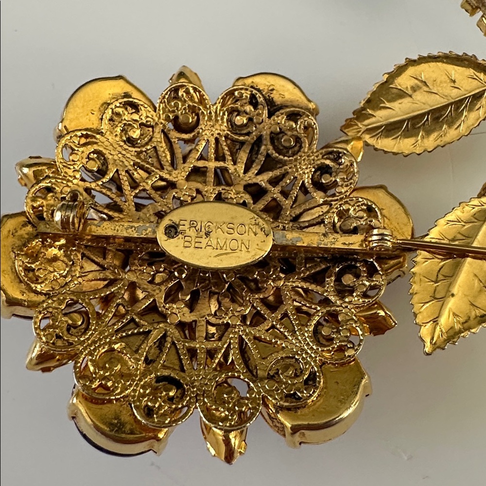 Erickson Beamon VINTAGE Rhinestone Flower Brooch - Picture 8 of 8